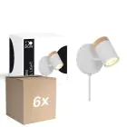Mehrfachpackung 6x D'Lite Wandleuchte Beitem Matt Weiß FSC Holz | Geeignet für 1x GU10